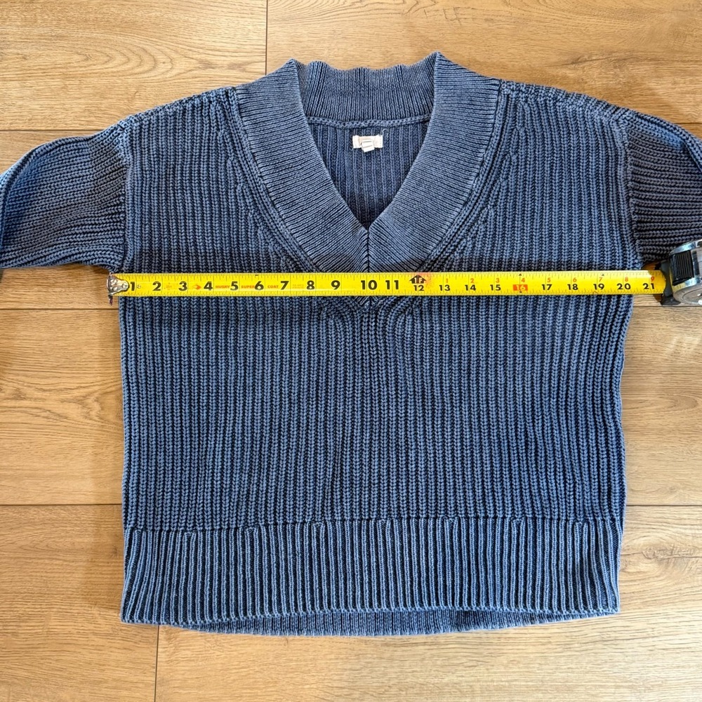 Aerie Sweater Womens  Blue V-neck  Knit Pullover Cozy Winter Lounge fit xs‎ to S - Picture 7 of 7